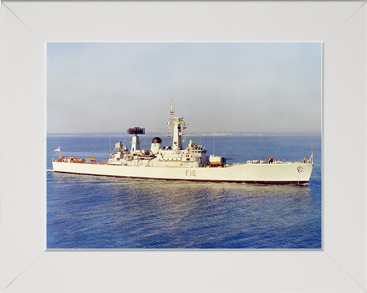 HMS Diomede (F16) Royal Navy Leander Class Frigate Entering Portsmouth Photo Print Wall Art Decor Posters, Prints, & Visual Artwork Hampshire Prints 10 x 8 White Frame No