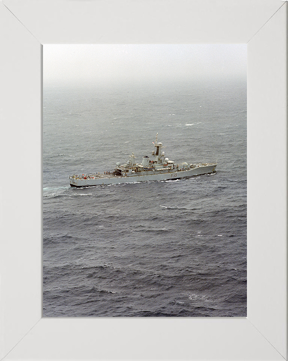 HMS Naiad (F39) Photo Print - At Sea 1982 - Royal Navy Leander Class Frigate Hampshire Prints 10 x 8 White Frame No