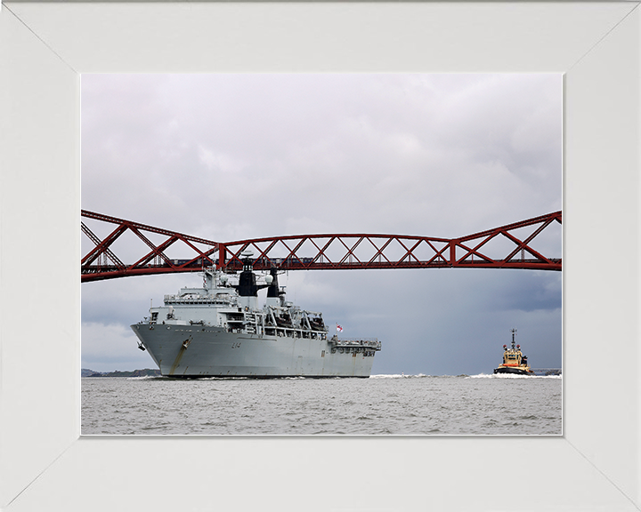 HMS Albion (L14) Royal Navy Albion Class Amphibious Ship Firth of Forth Photo Print Wall Art Naval Decor Posters, Prints, & Visual Artwork Hampshire Prints 10 x 8 White Frame No