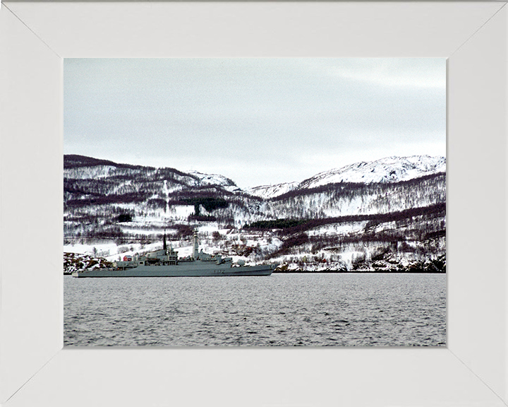 HMS Ambuscade (F172) Photo Print - Norwegian Sea 1992 - Royal Navy Type 21 Frigate Hampshire Prints 10 x 8 White Frame No