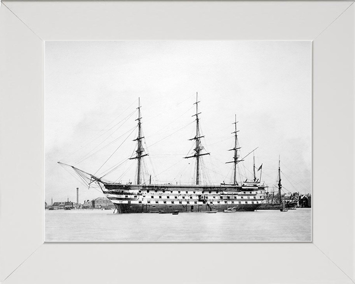 HMS Britannia (Prince of Wales) 1860 Royal Navy Training Ship Port Side Photo Print Wall Art Decor Posters, Prints, & Visual Artwork Hampshire Prints 10 x 8 White Frame No