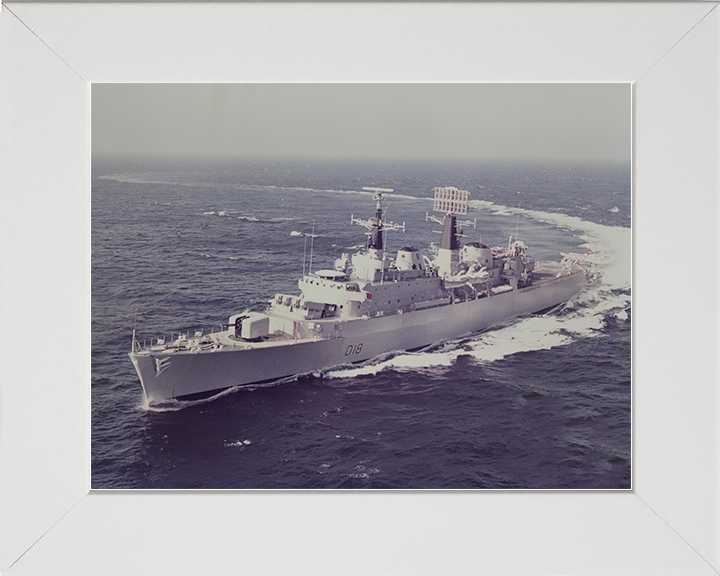 HMS Antrim (D18) Royal Navy County Class Destroyer Hard Turn Photo Print Wall Art Decor Posters, Prints, & Visual Artwork Hampshire Prints 10 x 8 White Frame No