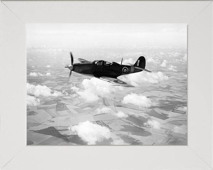 RAF Bell P-39 Airacobra Mk 2 in flight Photo Print - Royal Air Force Aircraft Hampshire Prints 10 x 8 White Frame No