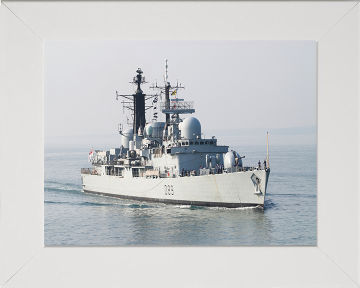 HMS Exeter (D89) Photo Print - Starboard Bow View - Royal Navy Type 42 Destroyer Posters, Prints, & Visual Artwork Hampshire Prints 10 x 8 White Frame No