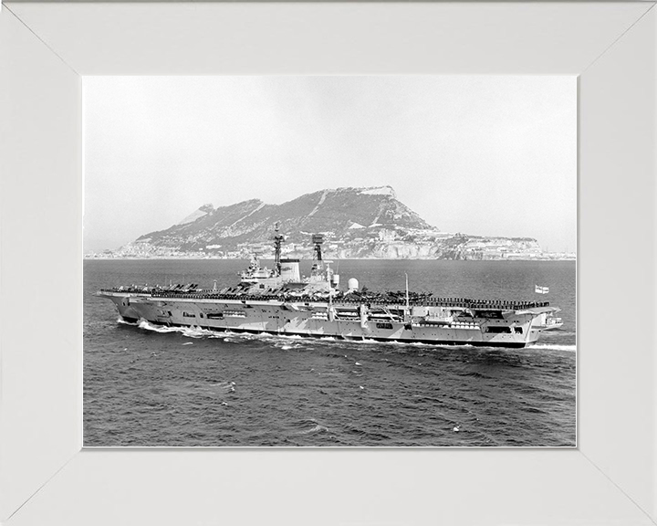 HMS Ark Royal (R09) Royal Navy Audacious Class Aircraft Carrier Off Gibraltar Photo Print Wall Art Decor Posters, Prints, & Visual Artwork Hampshire Prints 10 x 8 White Frame No