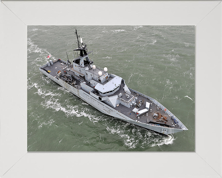 HMS Mersey (P283) Photo Print - At Sea 2013 - Royal Navy River Class Patrol Vessel Hampshire Prints 10 x 8 White Frame No