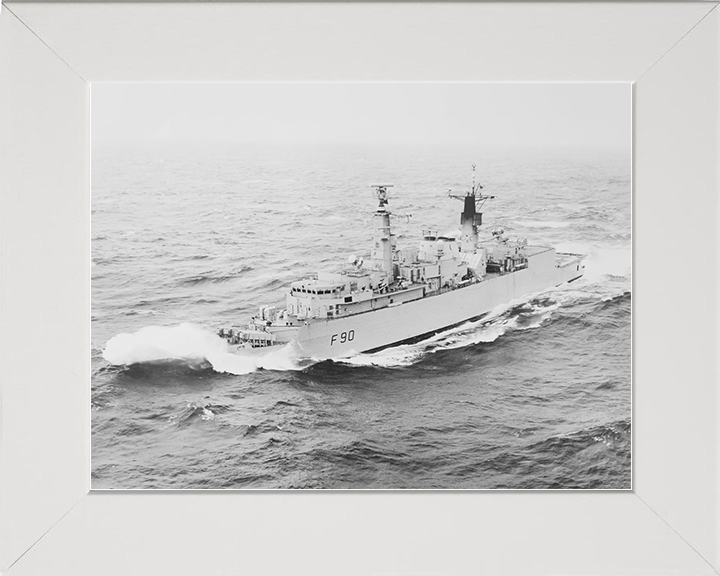 HMS Brilliant (F90) Royal Navy Type 22 Frigate Breaking Waves Photo Print Wall Art Decor Posters, Prints, & Visual Artwork Hampshire Prints 10 x 8 White Frame No