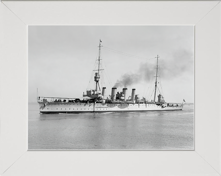 HMS Chatham (1911) Royal Navy Town Class light Cruiser Port Side View Photo Print Wall Art Decor Posters, Prints, & Visual Artwork Hampshire Prints 10 x 8 White Frame No