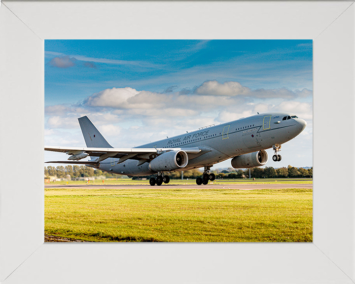 RAF Voyager aircraft Taking off Photo Print - Royal Air Force Aircraft Hampshire Prints 10 x 8 White Frame No