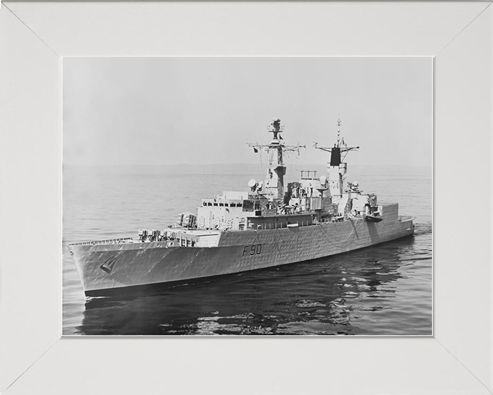 HMS Brilliant (F90) Royal Navy Type 22 Frigate On Calm Sea Photo Print Wall Art Decor Posters, Prints, & Visual Artwork Hampshire Prints 10 x 8 White Frame No