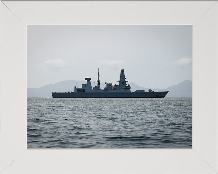 HMS Defender (D36) Photo Print - Starboard Beam View - Royal Navy Type 45 Destroyer Hampshire Prints 10 x 8 White Frame No