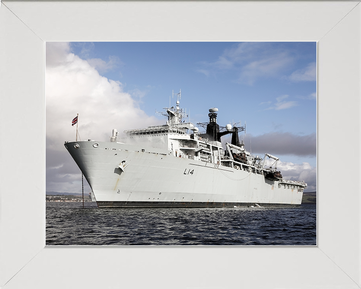 HMS Albion (L14) Royal Navy Albion Class Amphibious Ship Port Bow View Photo Print Wall Art Naval Decor UK Posters, Prints, & Visual Artwork Hampshire Prints 10 x 8 White Frame No