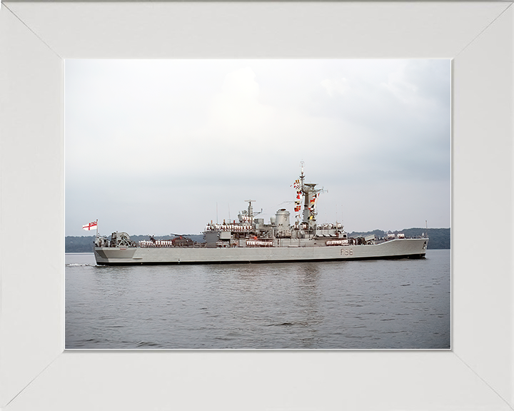 HMS Argonaut (F56) Royal Navy Leander Class Frigate Entering Harbour 1985 Photo Print Wall Art Decor Posters, Prints, & Visual Artwork Hampshire Prints 10 x 8 White Frame No