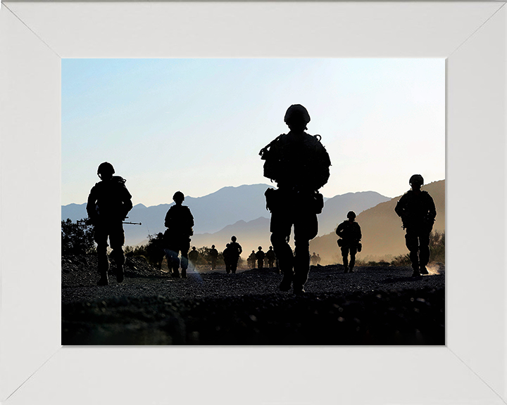 Royal Marine Commandos silhouettes | Photo Print | Framed Print | Military | 40 Commando | Wall Art | Home Decor | Photography Hampshire Prints 10 x 8 White Frame No