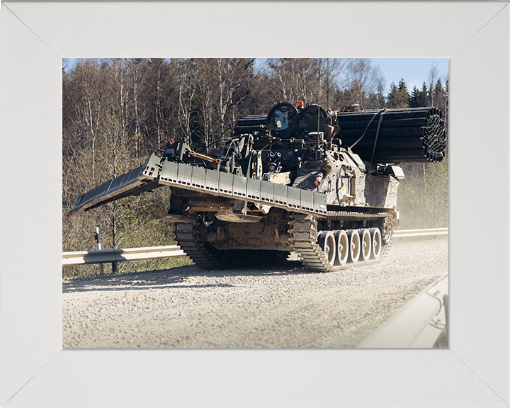 Terrier Armoured Digger Photo Print - British Army Vehicle Hampshire Prints 10 x 8 White Frame No