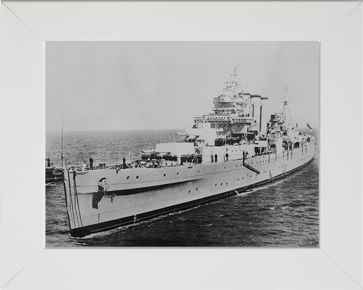 HMS Shropshire (73) Photo Print - Port Side View - Royal Navy County Class Heavy Cruiser Posters, Prints, & Visual Artwork Hampshire Prints 10 x 8 White Frame No