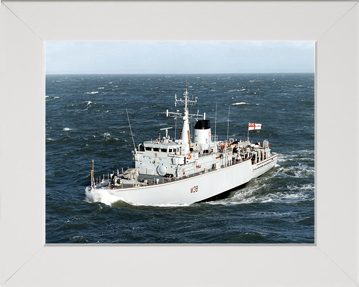 HMS Atherstone (M38) Royal Navy Hunt Class Mine Warfare Vessel in Heavy Seas Photo Print Wall Art Decor Posters, Prints, & Visual Artwork Hampshire Prints 10 x 8 White Frame No