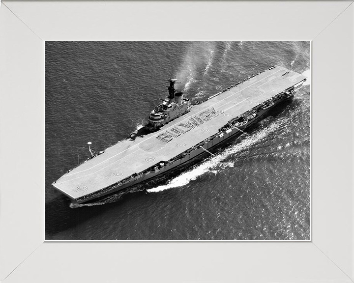 HMS Bulwark (R08) Royal Navy Centaur Class Fleet Carrier From the Air Photo Print Wall Art Decor Posters, Prints, & Visual Artwork Hampshire Prints 10 x 8 White Frame No