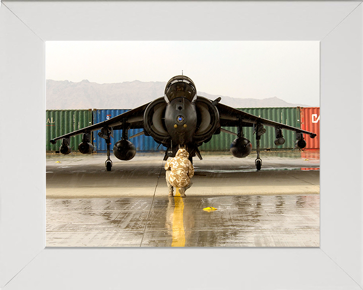 Harrier Jet in a Hanger in Afghanistan 2006 Photo Print - Royal Navy Aircraft Posters, Prints, & Visual Artwork Hampshire Prints 10 x 8 White Frame No