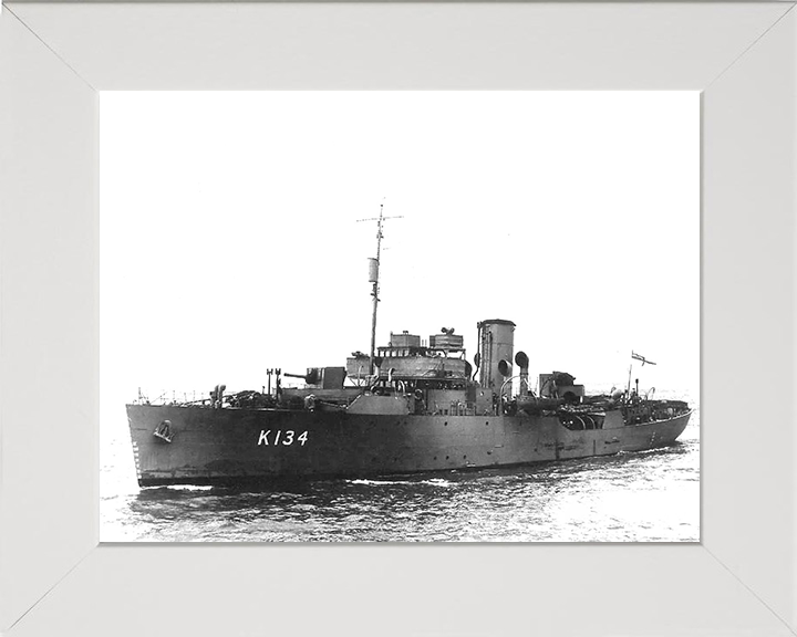 HMS Clover (K134) Photo Print - at sea - Royal Navy Flower Class Corvette Posters, Prints, & Visual Artwork Hampshire Prints 10 x 8 White Frame No