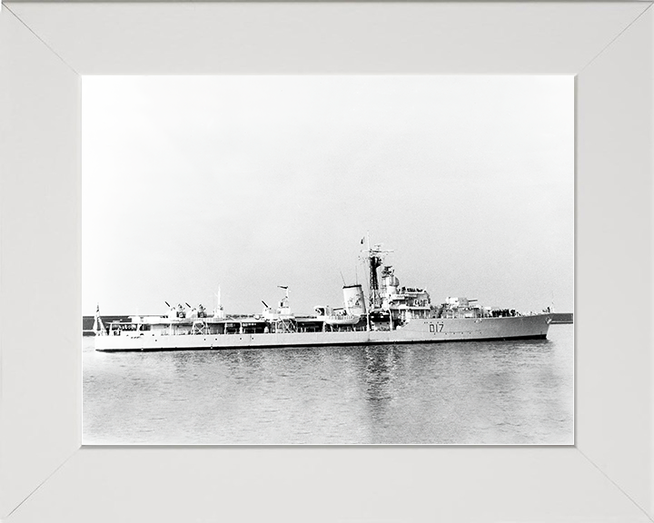 HMS Alamein (D17) Royal Navy Battle Class Destroyer Starboard View Photo Print Wall Art Naval Decor Posters, Prints, & Visual Artwork Hampshire Prints 10 x 8 White Frame No