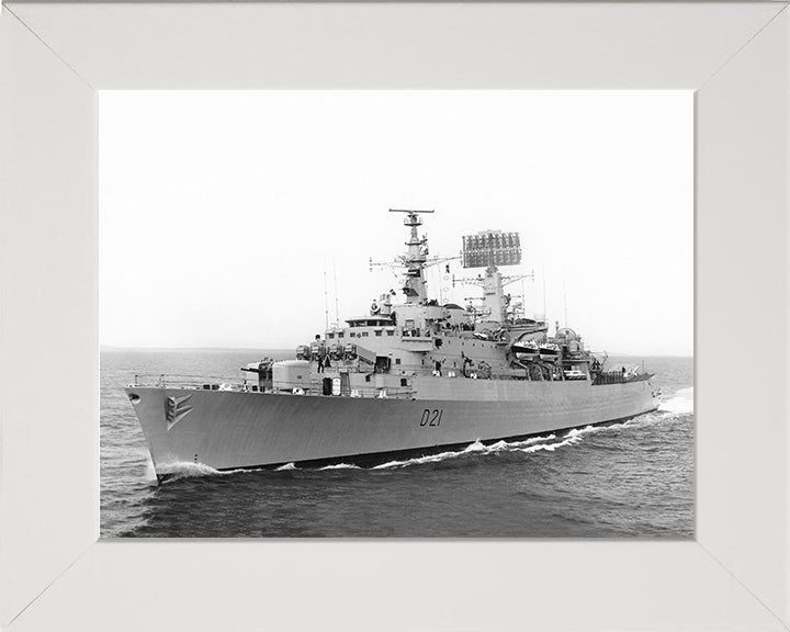 HMS Norfolk (D21) Photo Print - Low Port Side View - Royal Navy County Class Destroyer Hampshire Prints 10 x 8 White frame No