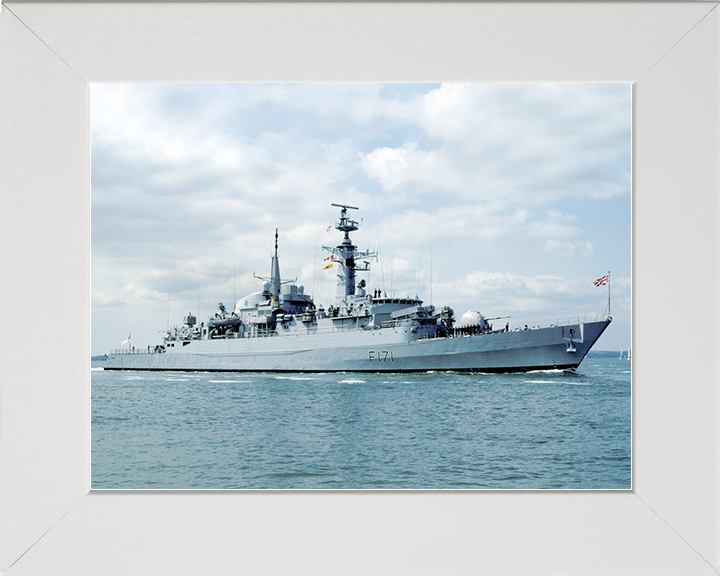 HMS Active (F171) Royal Navy Type 21 Frigate Photo Print Starboard View Warship Wall Art Posters, Prints, & Visual Artwork Hampshire Prints 10 x 8 White Frame No