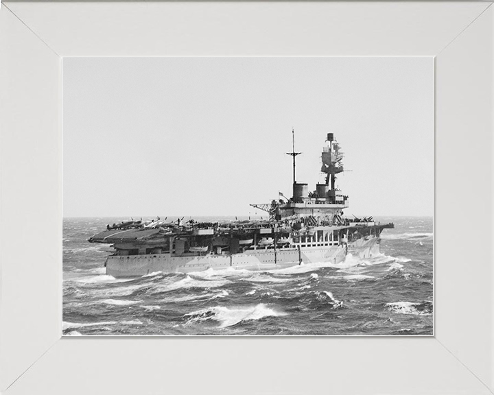 HMS Eagle (94) Royal Navy Eagle Class Aircraft Carrier Underway Photo Print Wall Art Decor Posters, Prints, & Visual Artwork Hampshire Prints 10 x 8 White Frame No