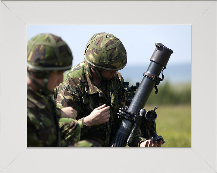 RAF Regiment with a 81mm Mortar Photo Print - Royal Air Force Hampshire Prints 10 x 8 White Frame No
