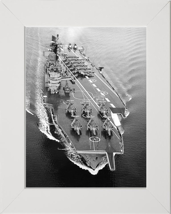 HMS Ark Royal (R09) Royal Navy Audacious Class Aircraft Carrier From the Air Photo Print Wall Art Decor Posters, Prints, & Visual Artwork Hampshire Prints 10 x 8 White Frame No