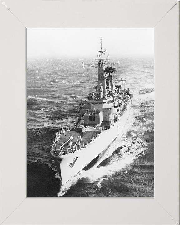 HMS Diomede (F16) Royal Navy Leander Class Frigate High Port Bow View Photo Print Wall Art Decor Posters, Prints, & Visual Artwork Hampshire Prints 10 x 8 White Frame No