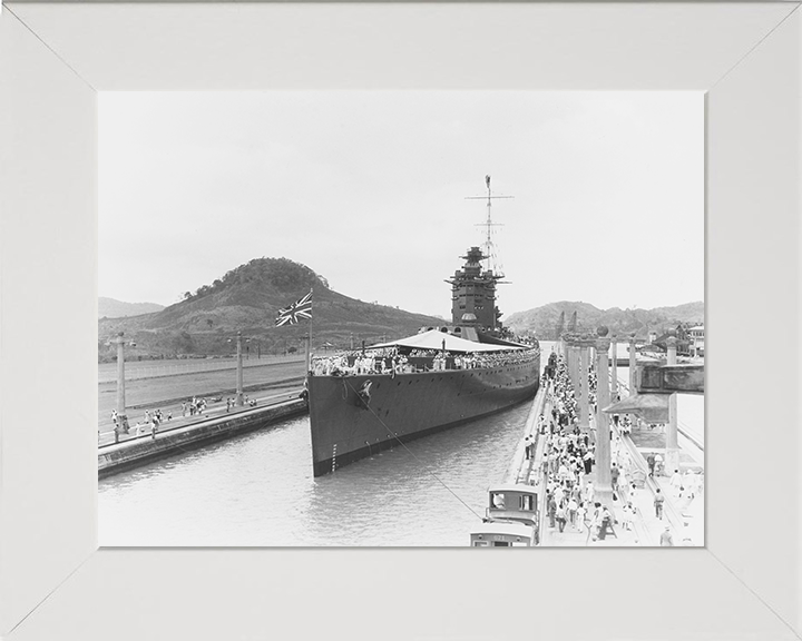 HMS Nelson (28) Photo Print - Panama Canal 1930 - Royal Navy Nelson Class Battleship Hampshire Prints 10 x 8 White Frame No