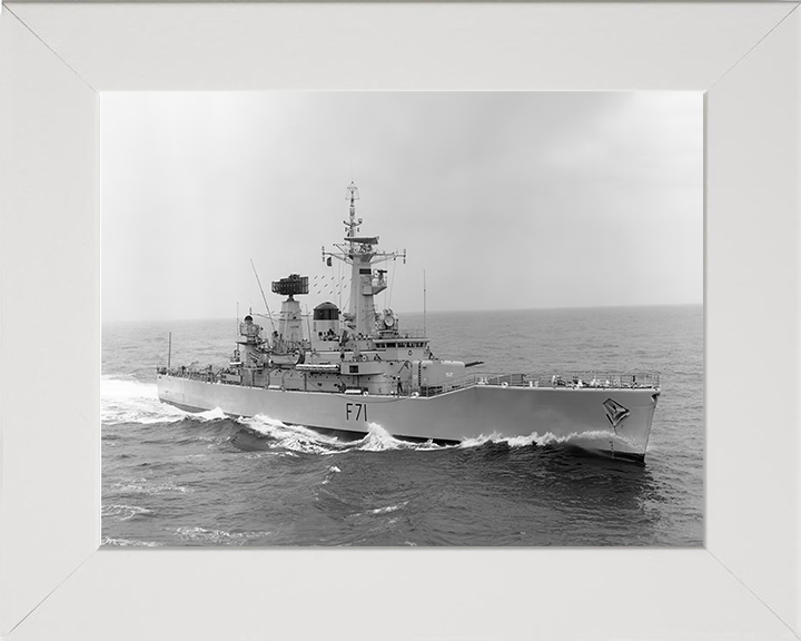 HMS Scylla (F71) Photo Print - At Sea 1970 - Royal Navy Leander Class Frigate Posters, Prints, & Visual Artwork Hampshire Prints 10 x 8 White Frame No