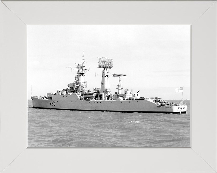HMS Chichester (F59) Royal Navy Salisbury Class Frigate Port Side View Photo Print Wall Art Decor Posters, Prints, & Visual Artwork Hampshire Prints 10 x 8 White Frame No