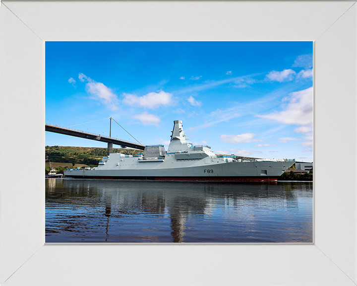 HMS Cardiff (F89) Royal Navy Type 26 Frigate Under Tow Starboard View Photo Print Wall Art Decor Posters, Prints, & Visual Artwork Hampshire Prints 10 x 8 White Frame No