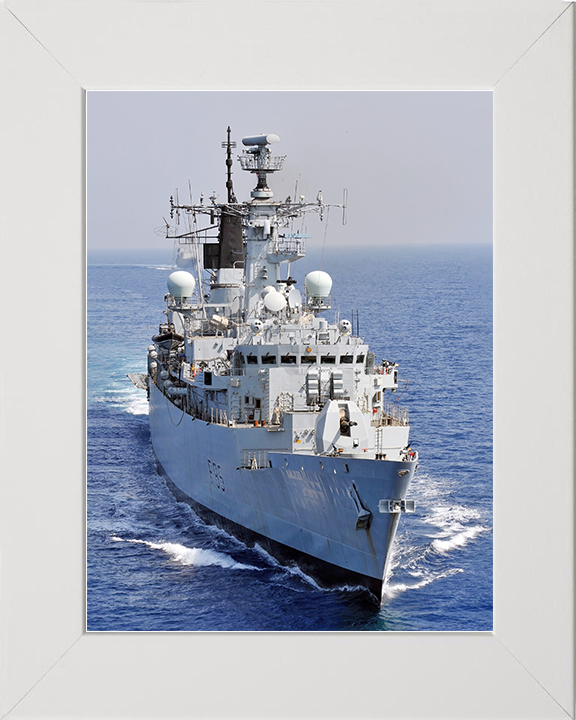 HMS Cumberland (F85) Royal Navy Type 22 Frigate At Sea Portrait Photo Print Wall Art Decor Posters, Prints, & Visual Artwork Hampshire Prints 10 x 8 White Frame No