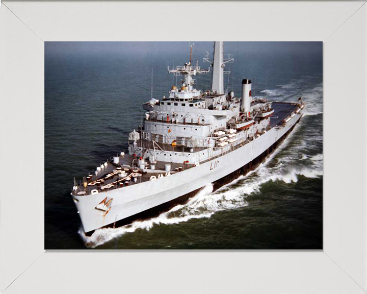 HMS Intrepid (L11) Photo Print - Port Bow View - Royal Navy Fearless Class Amphibious Ship Hampshire Prints 10 x 8 White Frame No