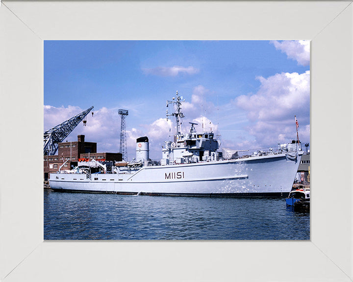 HMS Iveston (M1151) Photo Print - Alongside - Royal Navy Ton Class Minesweeper Hampshire Prints 10 x 8 White Frame No