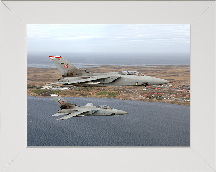RAF Tornado F3s Over the Falklands 2007 Photo Print - Royal Air Force Aircraft Posters, Prints, & Visual Artwork Hampshire Prints 10 x 8 White Frame No