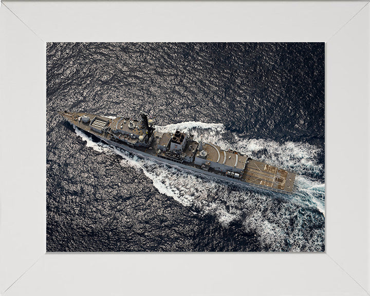 HMS Lancaster (F229) Photo Print - From The Air - Royal Navy Type 23 Frigate Hampshire Prints 10 x 8 White Frame No