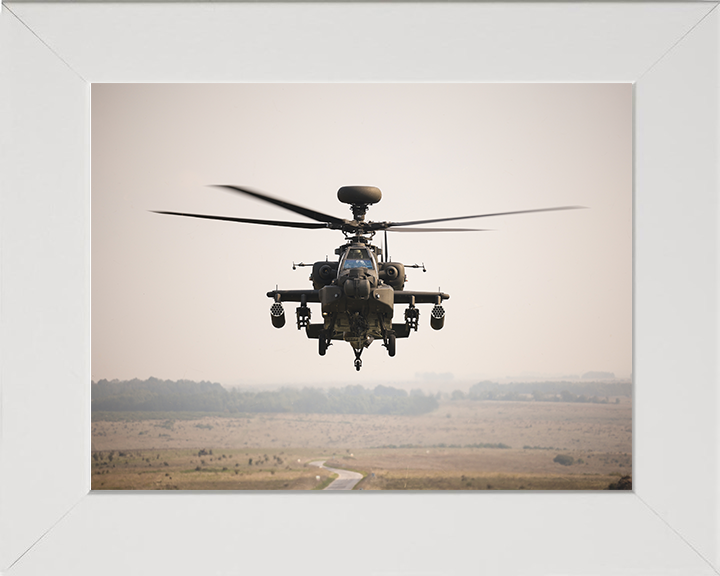 Army AH-64E Apache Helicopter Photo Print - British Army Hampshire Prints 10 x 8 White Frame No