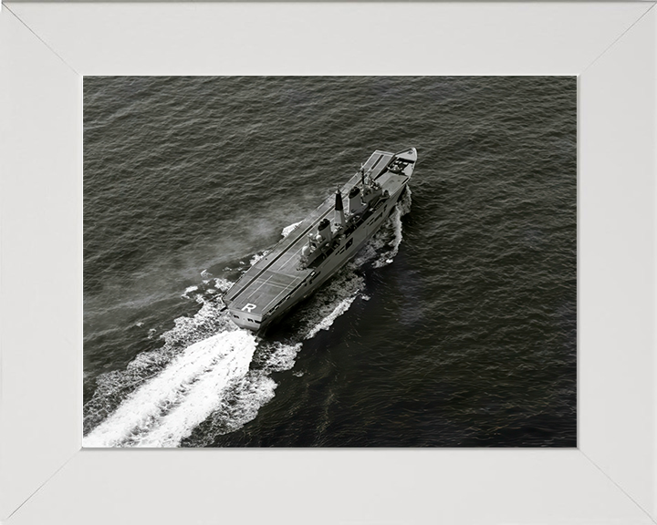 HMS Ark Royal (R07) Photo Print - Sea Trials 1985 - Royal Navy Invincible Class Aircraft Carrier Hampshire Prints 10 x 8 White Frame No