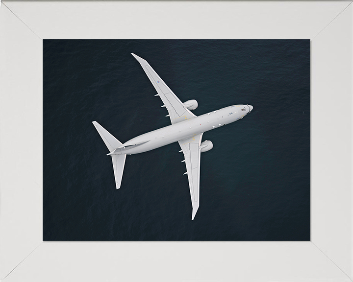 RAF Poseidon in flight from above Photo Print - Royal Air Force Aircraft Hampshire Prints 10 x 8 White Frame No