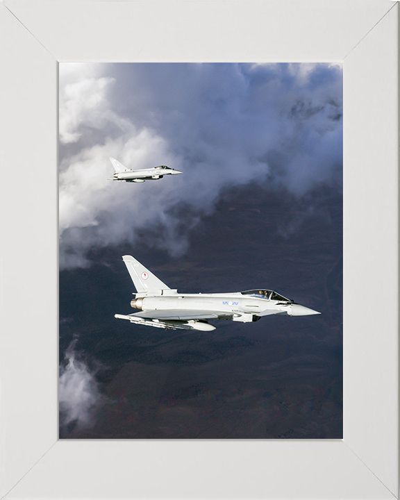 RAF 6 Squadron Typhoons in flight Portrait Photo Print - Royal Air Force Aircraft Hampshire Prints 10 x 8 White Frame No