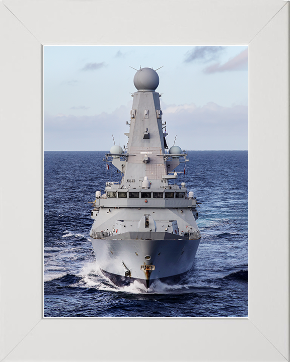 HMS Defender (D36) Royal Navy Type 45 Destroyer Underway Bow View Photo Print Wall Art Decor Posters, Prints, & Visual Artwork Hampshire Prints 10 x 8 White Frame No