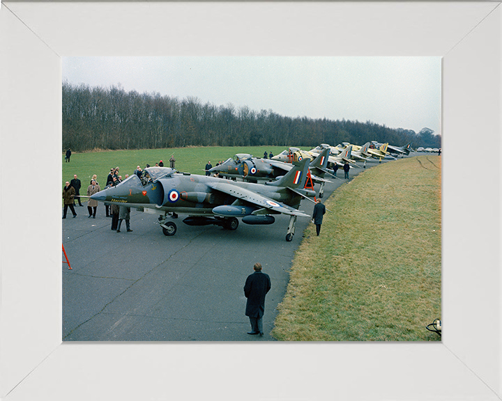 Six Pre-production Hawker Siddeley Harrier GR1s Photo Print - Royal Air Force Aircraft Hampshire Prints 10 x 8 White Frame No
