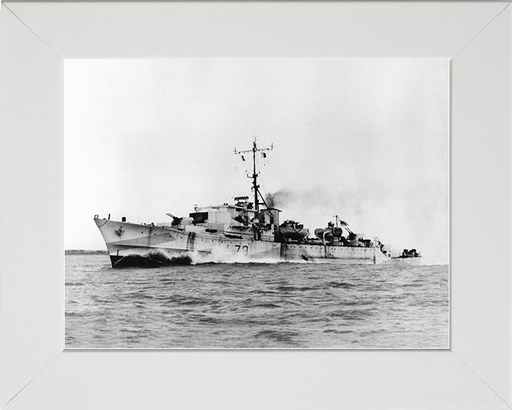 HMS Brissenden (L79) Royal Navy Hunt Class Destroyer Port Side View Photo Print Wall Art Decor Posters, Prints, & Visual Artwork Hampshire Prints 10 x 8 White Frame No