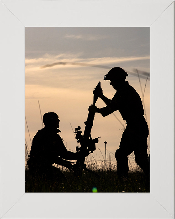 Royal Marine Commando Mortar Team Silhouette Photo Print - 45 Commando Hampshire Prints 10 x 8 White Frame No