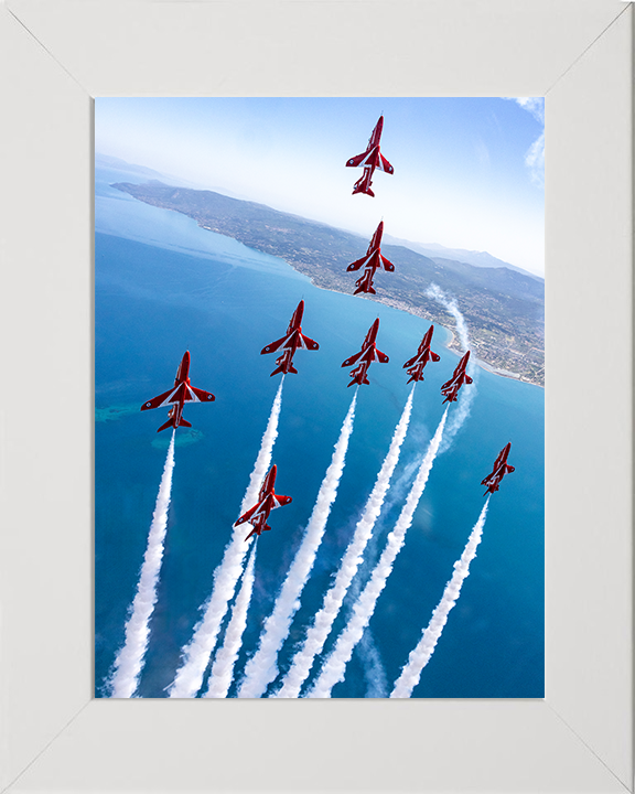 RAF Red Arrows Vertical Climb Photo Print - Royal Air Force Aircraft Hampshire Prints 10 x 8 White Frame No