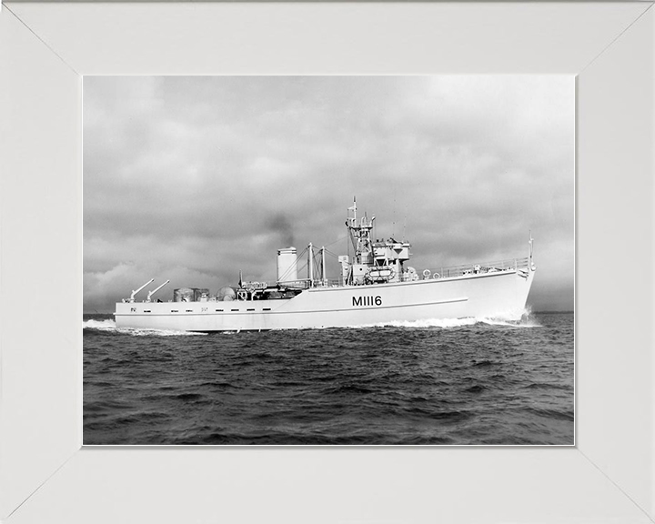HMS Burnaston (M1116) Royal Navy Ton Class Minesweeper Starboard View Photo Print Wall Art Decor Posters, Prints, & Visual Artwork Hampshire Prints 10 x 8 White Frame No